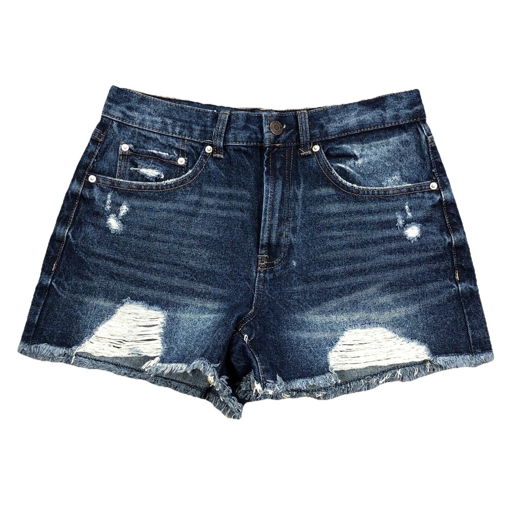 Vanilla‎ Star Shorts Women 3 Boyfriend Cut Off Mid Rise Dark Wash Holes